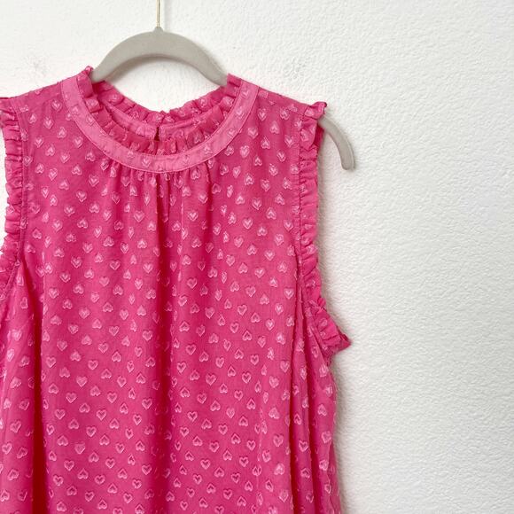 [Torrid] Azalea Pink Heart Clip Dot Print Mock Neck Sleeveless Blouse Size 0X - Picture 10 of 12